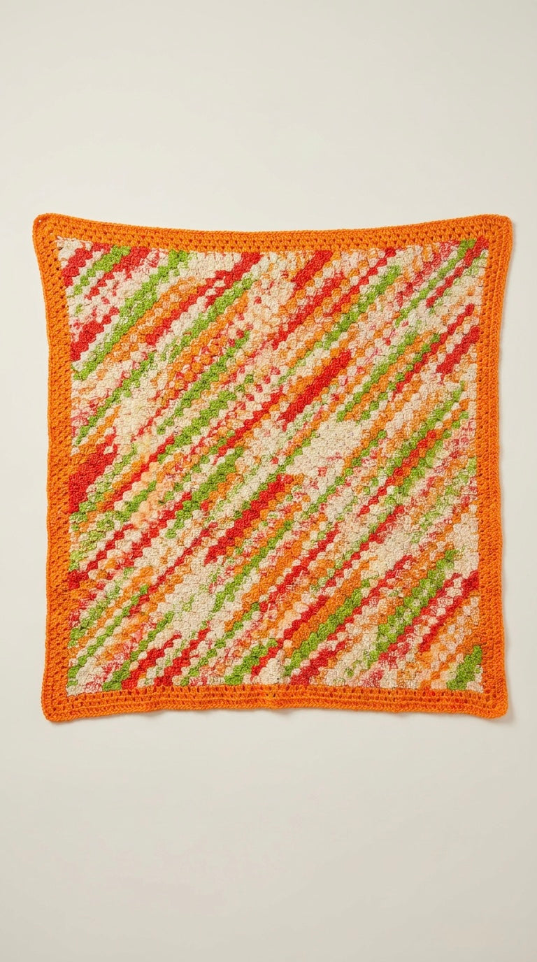 Hand Crocheted Diagonal Stripe Blanket