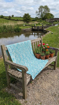 Hand Crocheted Turquoise Marled Blanket