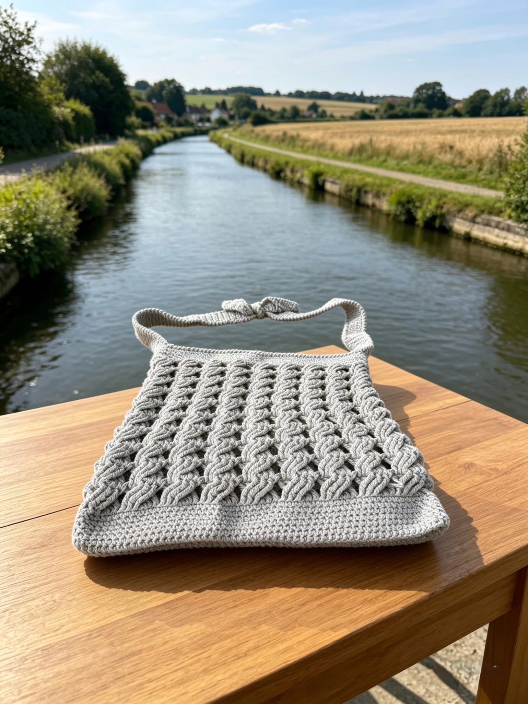 Light Grey Textured Crochet Bag