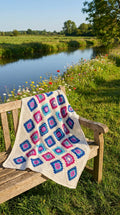 💠 Hand Crocheted Bright Diamond Granny Square Blanket