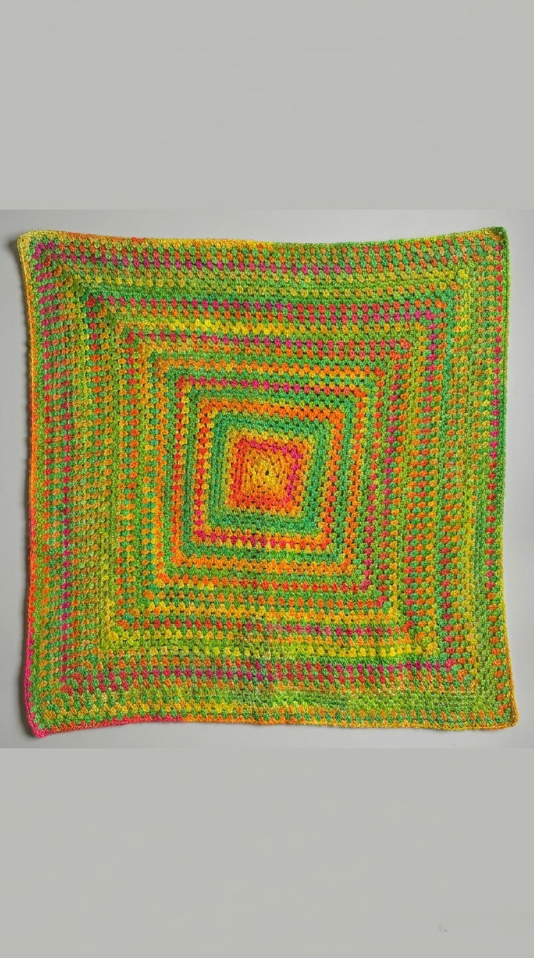 Hand Crocheted Rainbow Square Blanket