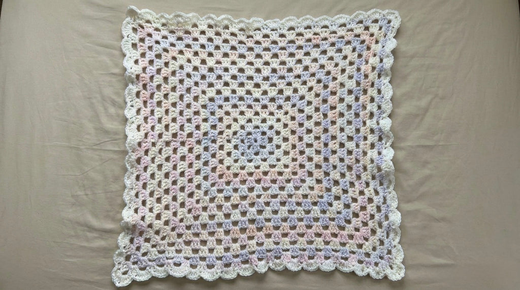 Hand Crocheted Pastel Gradient Granny Square Blanket