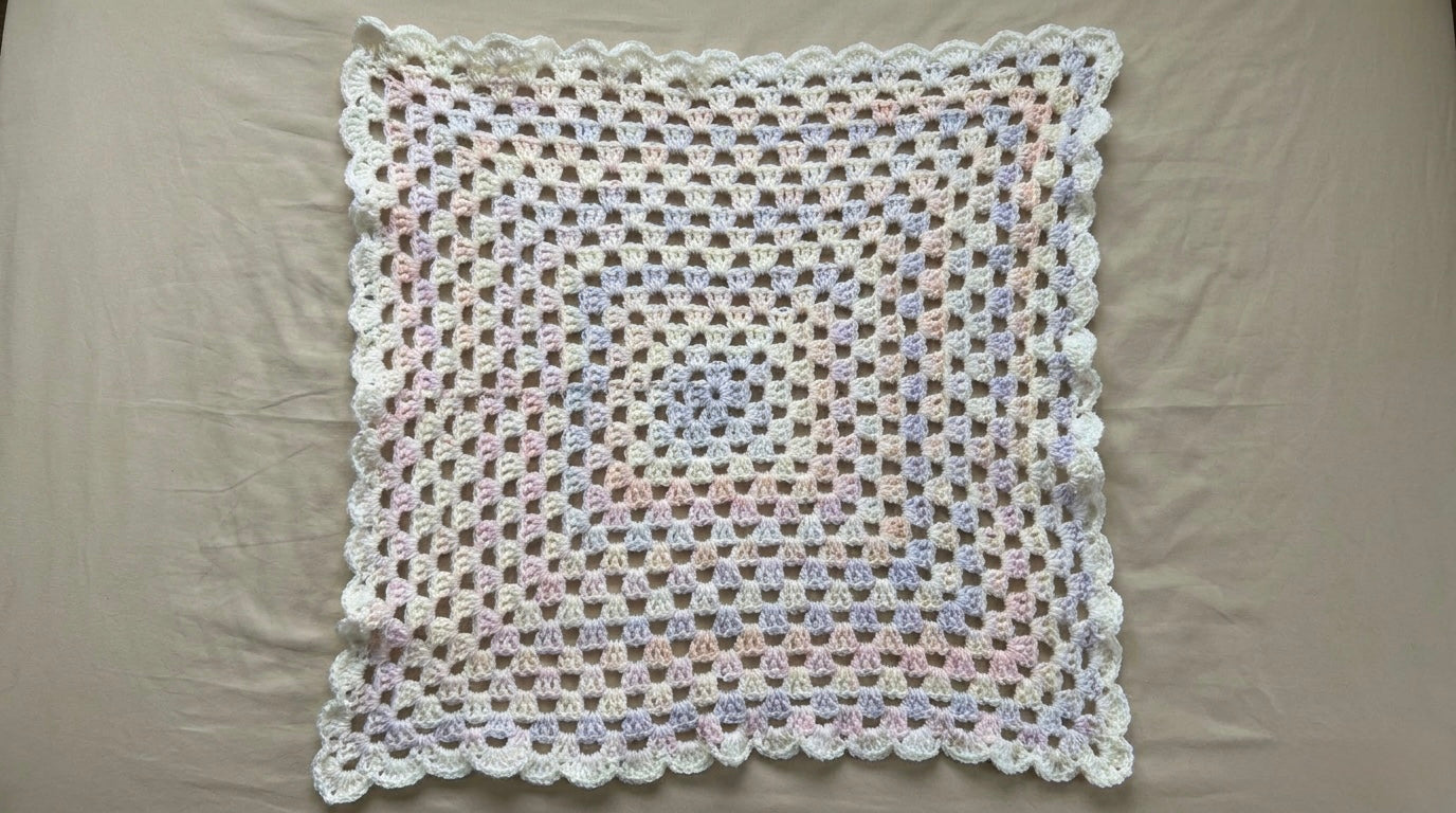 Hand Crocheted Pastel Gradient Granny Square Blanket