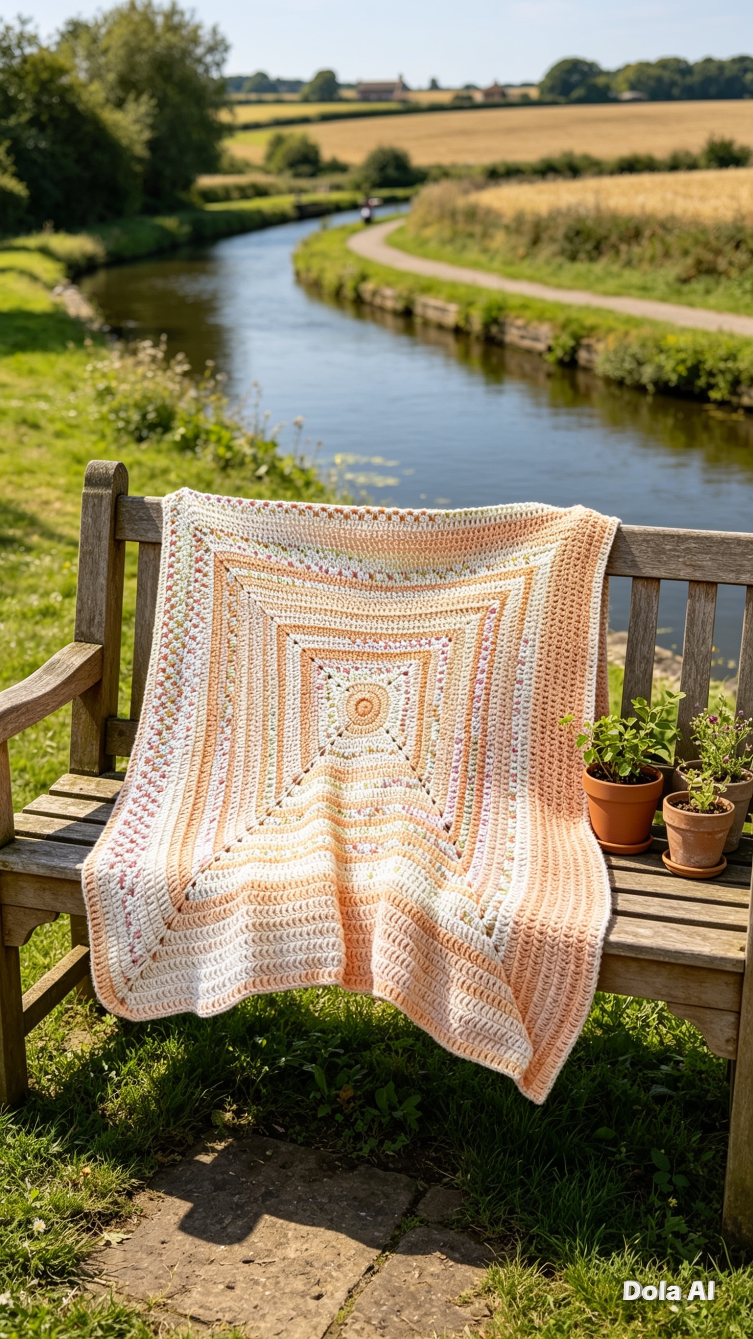 🍑 Peachy Ombré Square Blanket