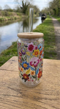 16oz Glass Tumbler - Flowers