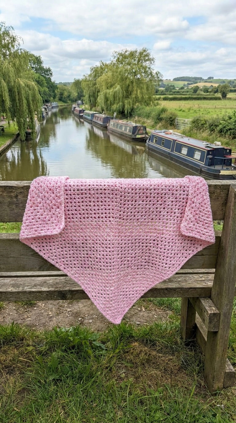 Hand Crocheted Solid Soft Pink Blanket