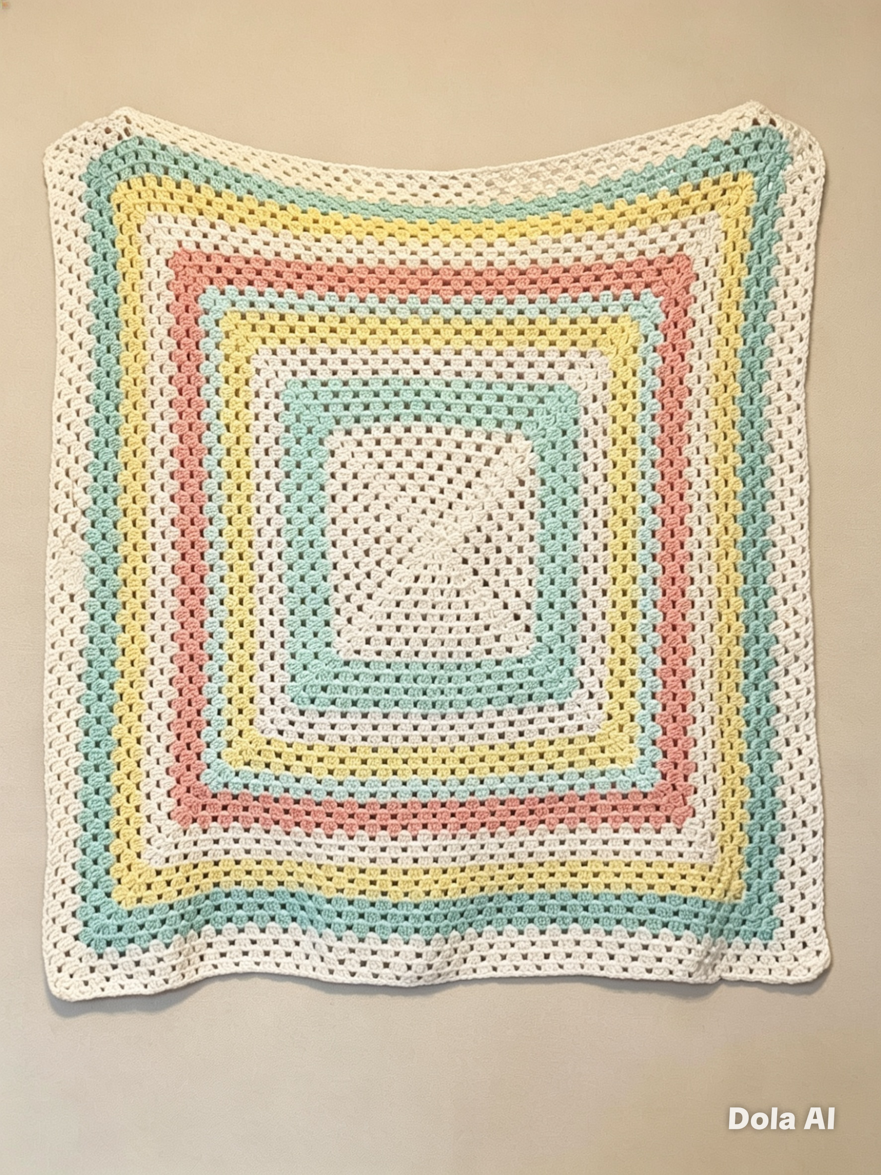 Pastel Rainbow Crochet Blanket – 3ft x 3ft