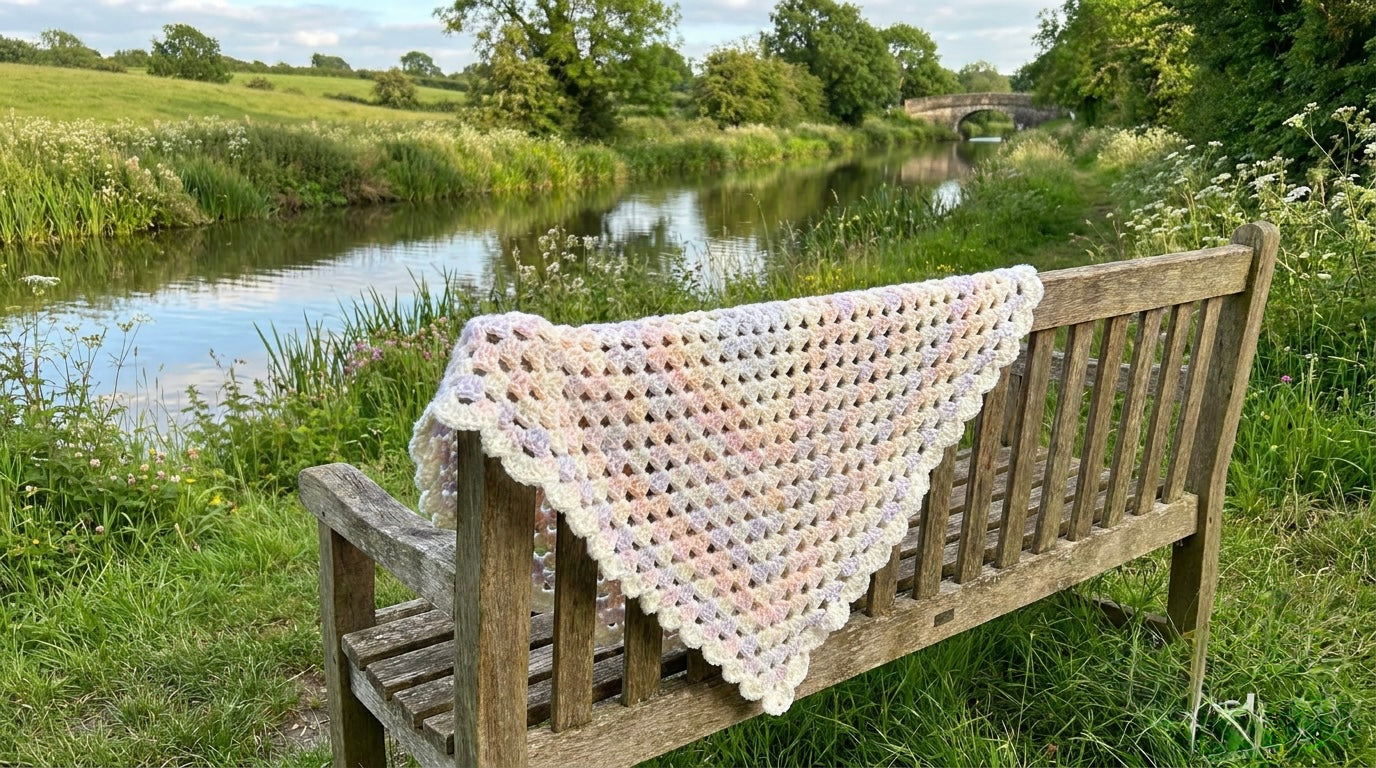 Hand Crocheted Pastel Gradient Granny Square Blanket