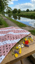 Hand Crocheted Dusky Pink Diagonal Stripe Blanket