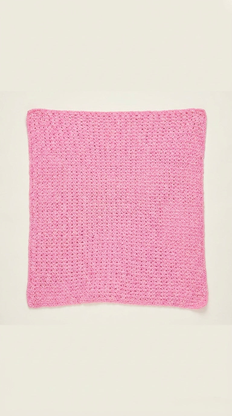 Hand Crocheted Soft Pink Textured Blanket