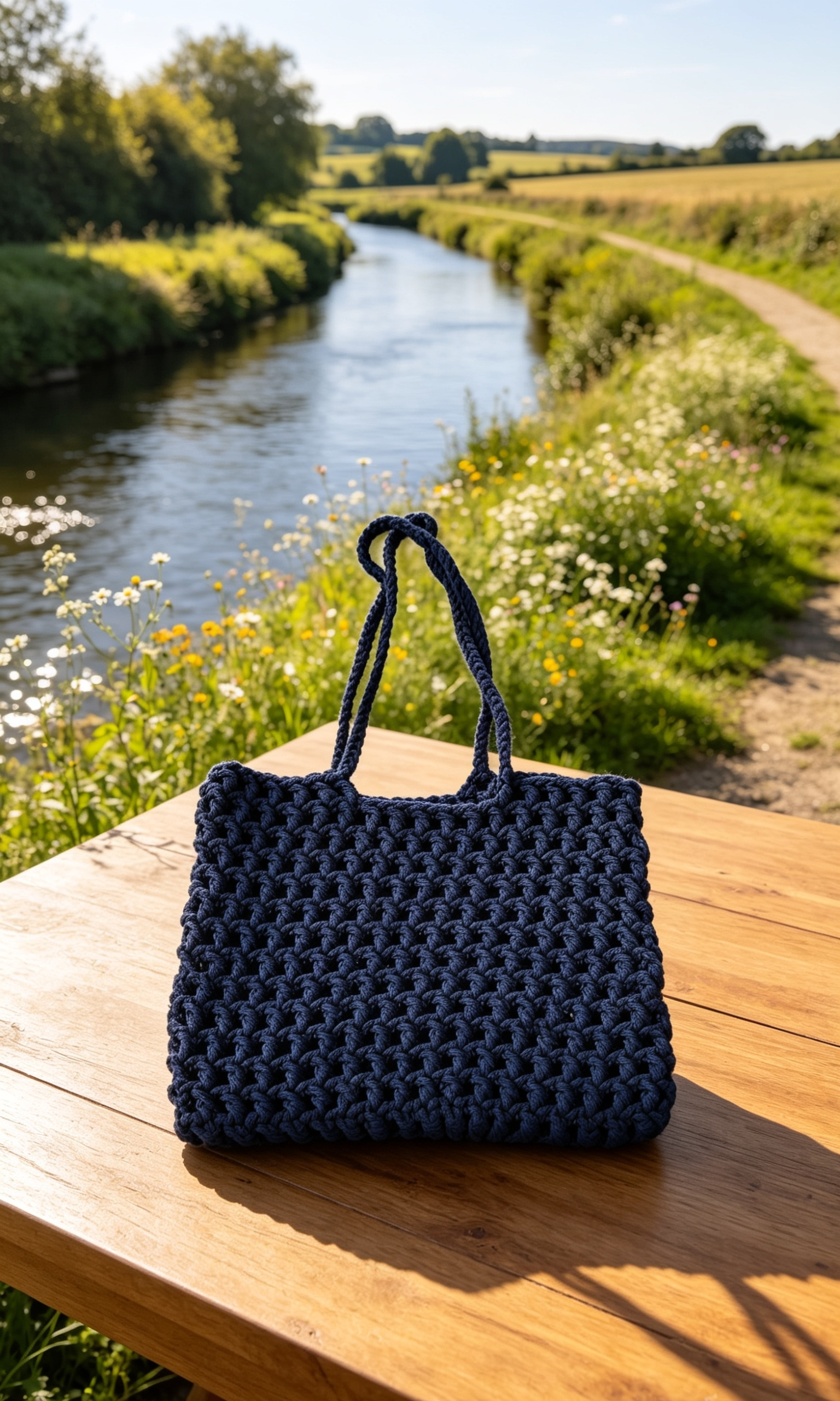 Handmade Black Crochet Tote Bag