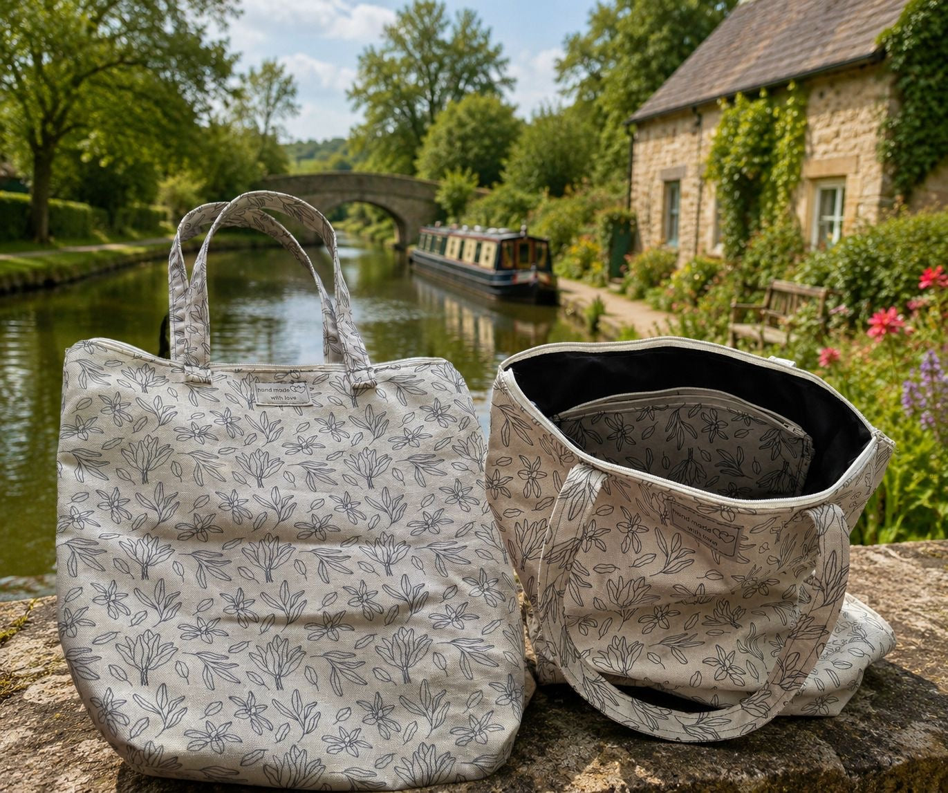 Handmade Leaf Print Tote Bag