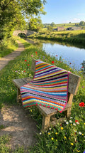 Hand Crocheted Rainbow Textured Stripe Blanket