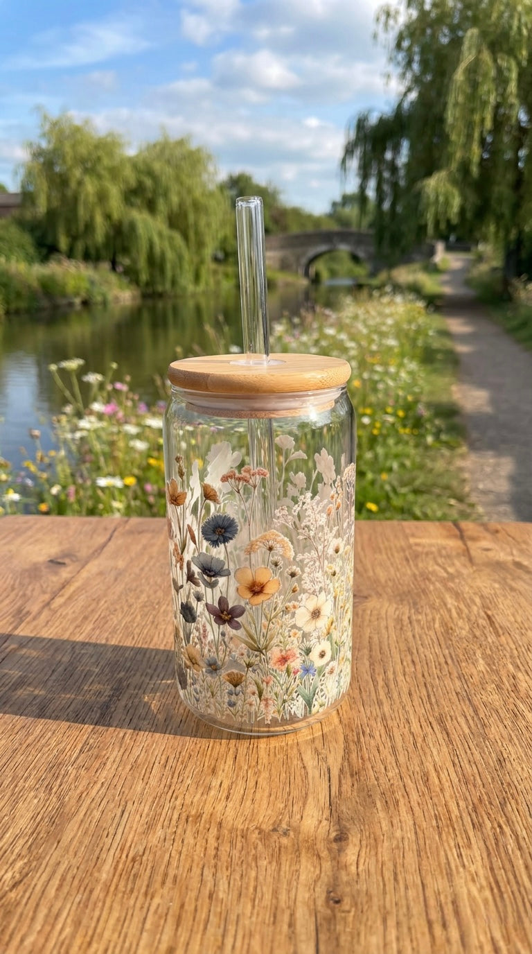 16oz Glass Tumbler - Wildflowers