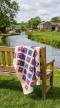 Hand Crocheted Retro Granny Square Blanket