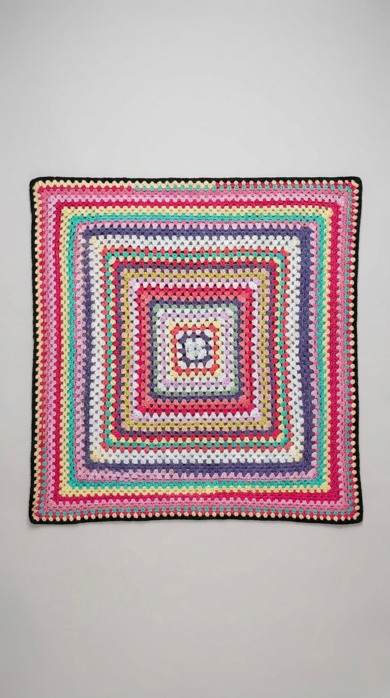 🏳️‍🌈 Hand Crocheted Rainbow Gradient Square Blanket