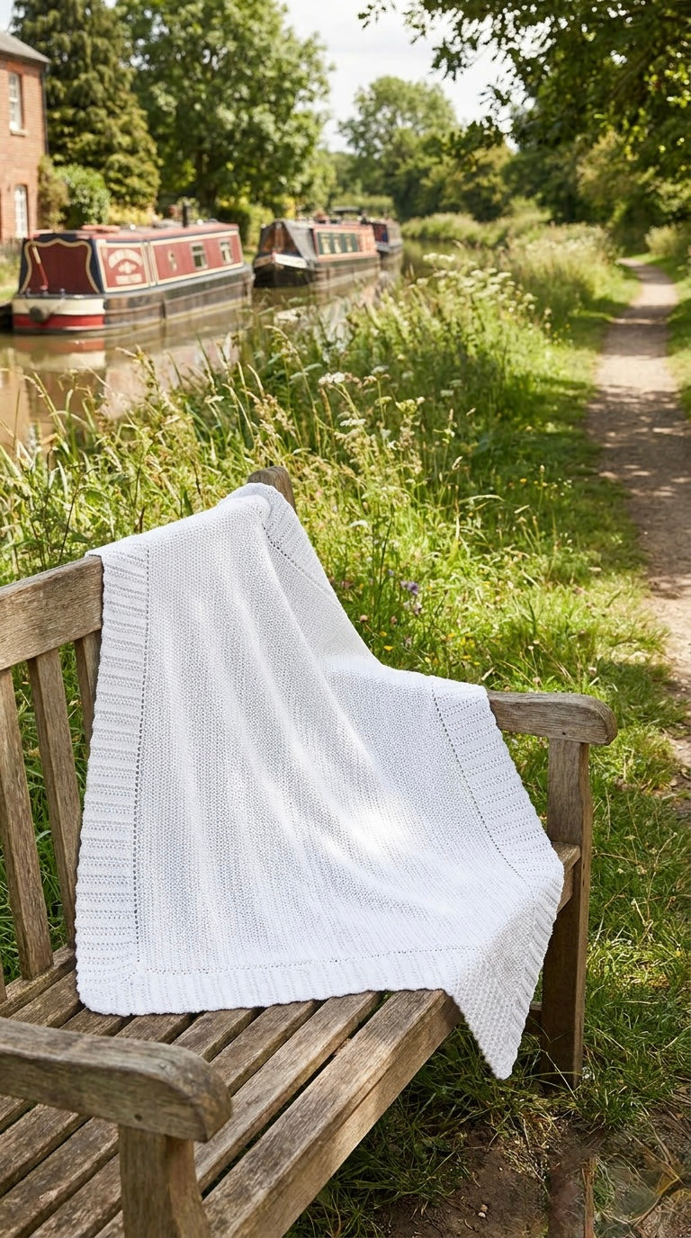 Hand Crocheted Classic White Textured Christening Blanket