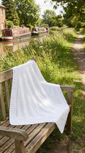 Hand Crocheted Classic White Textured Christening Blanket