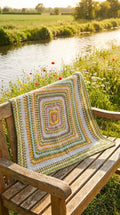 Hand Crocheted Vintage Pastel Square Blanket
