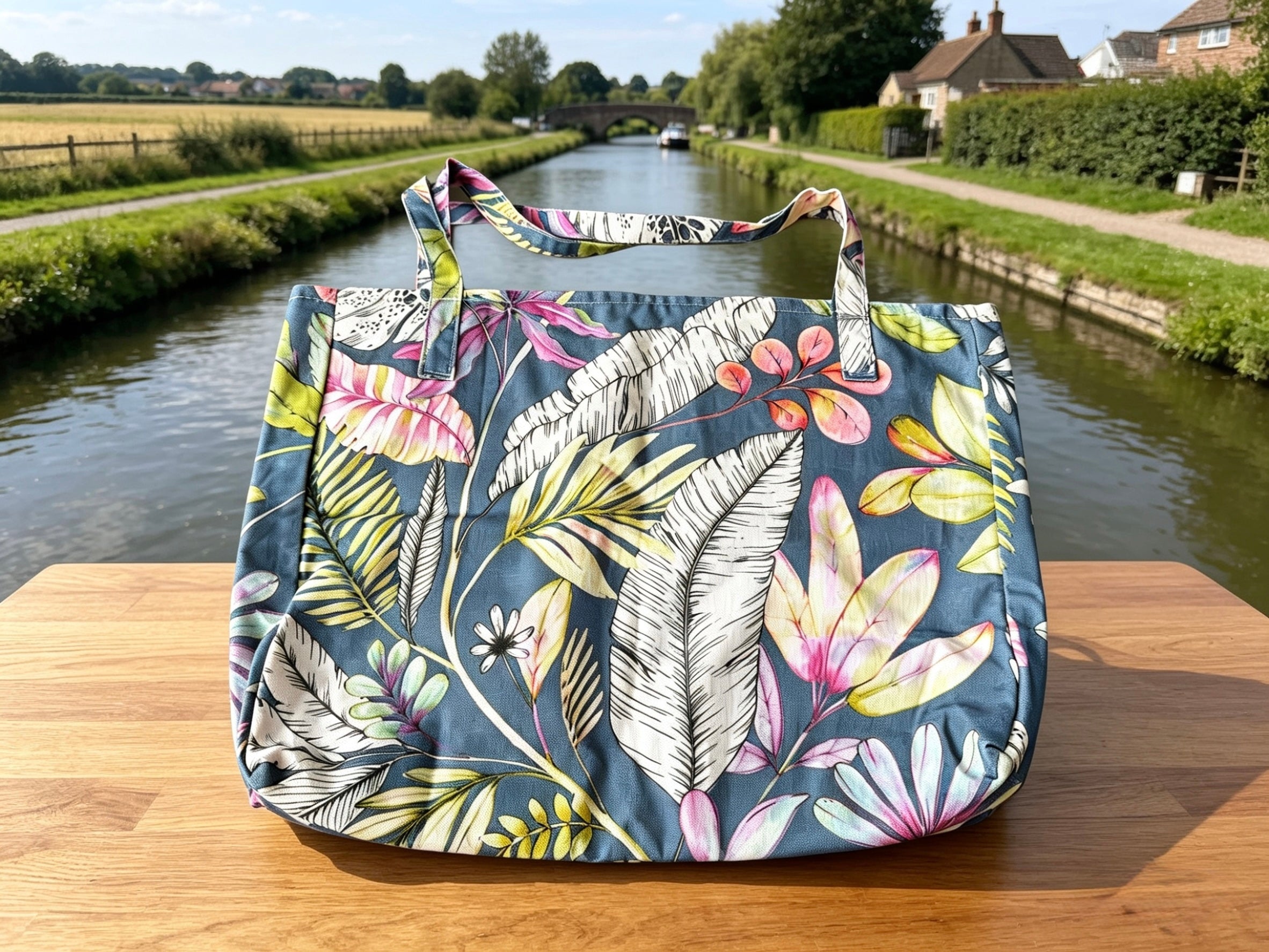 Tropical Leaf Print Tote Bag