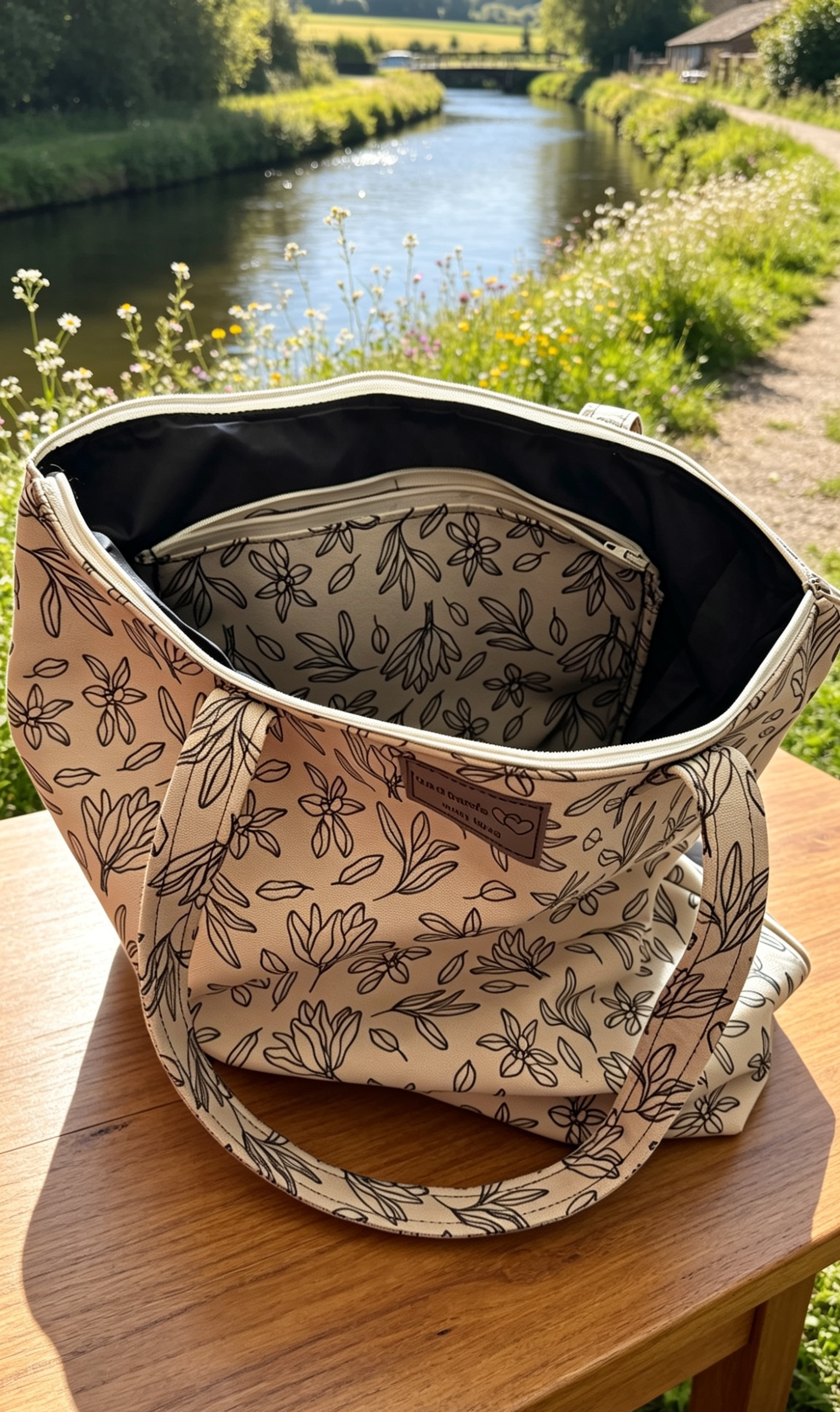 Handmade Leaf Print Tote Bag