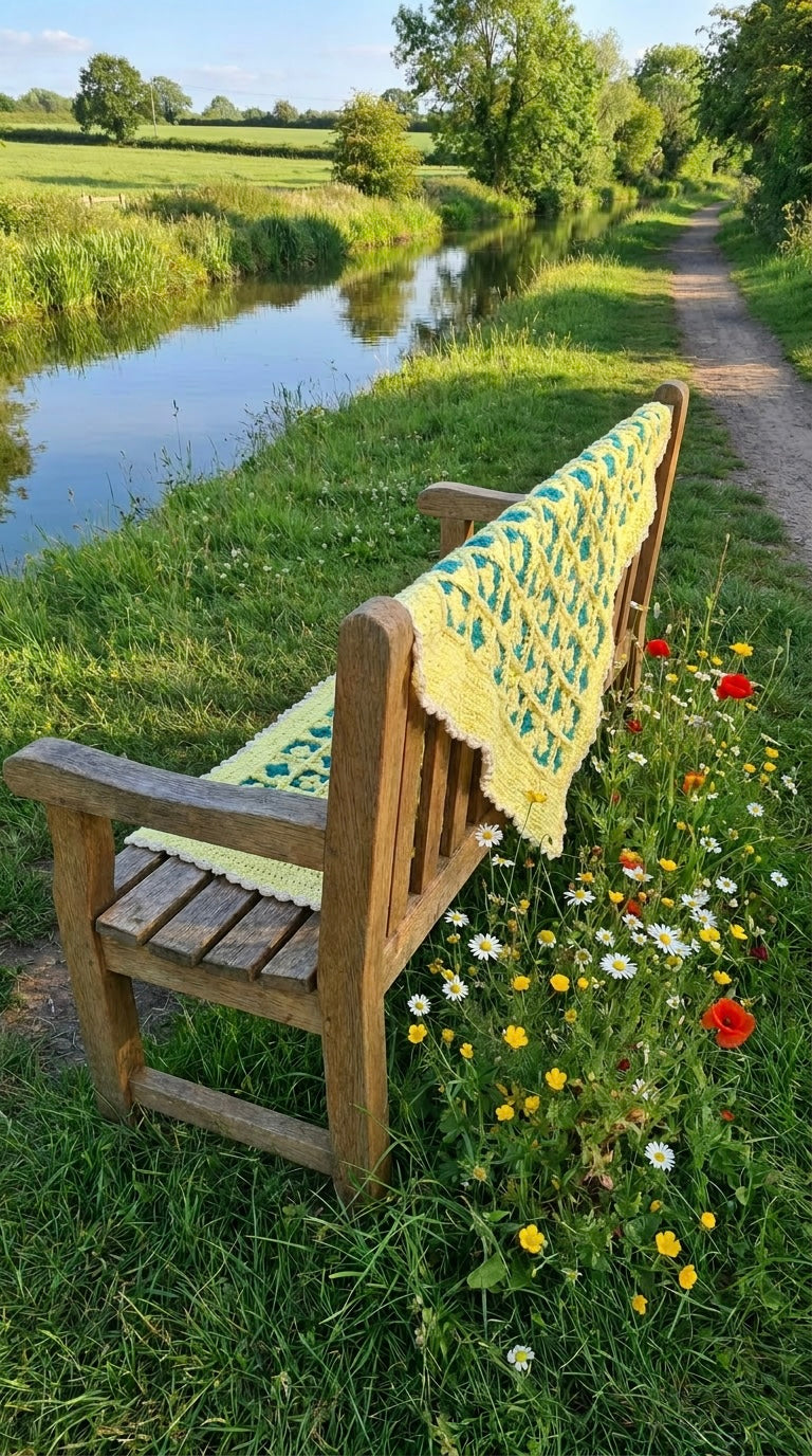Hand Crocheted Retro Checkerboard Blanket