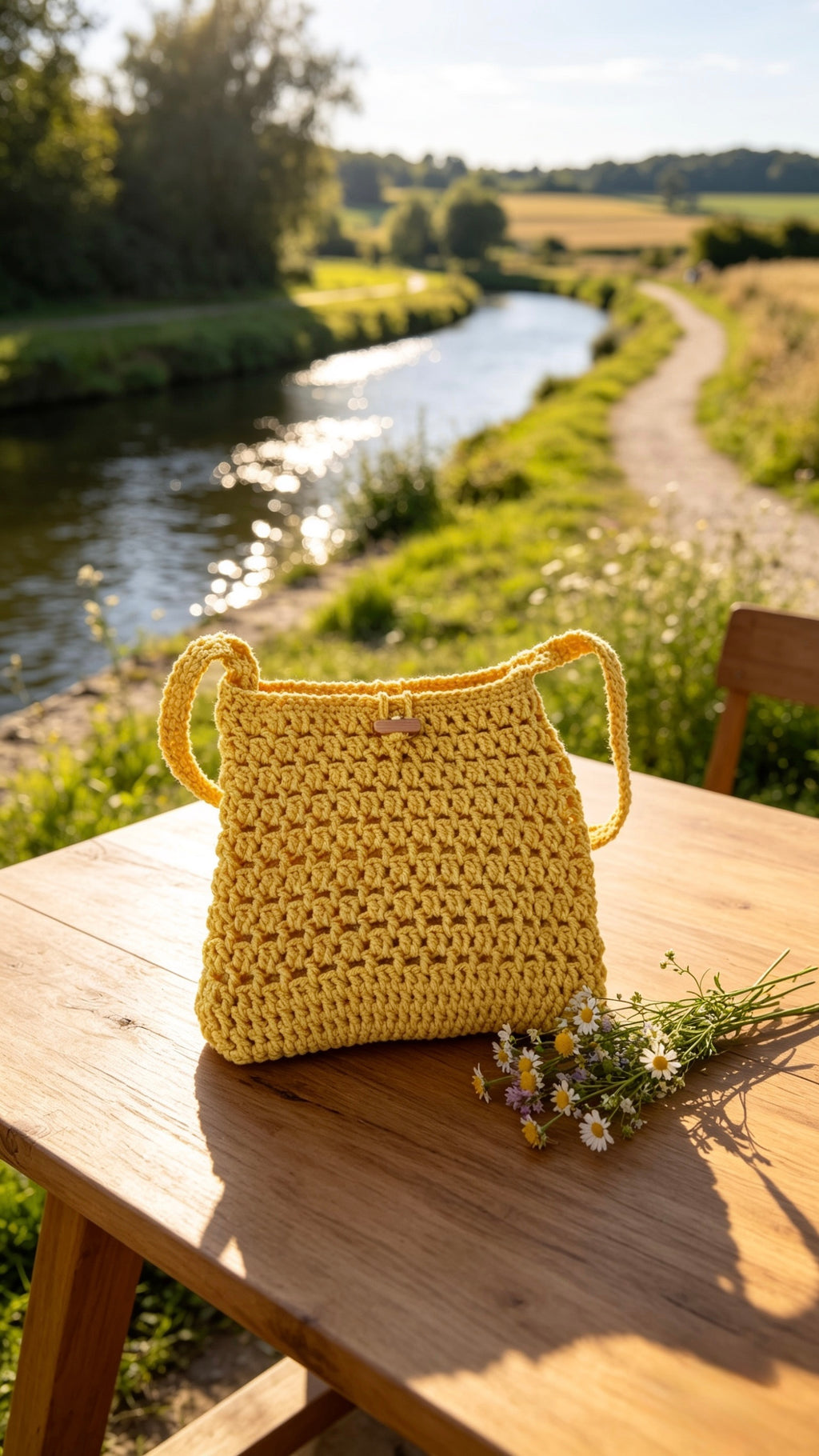 Mustard Yellow Crochet Crossbody Bag