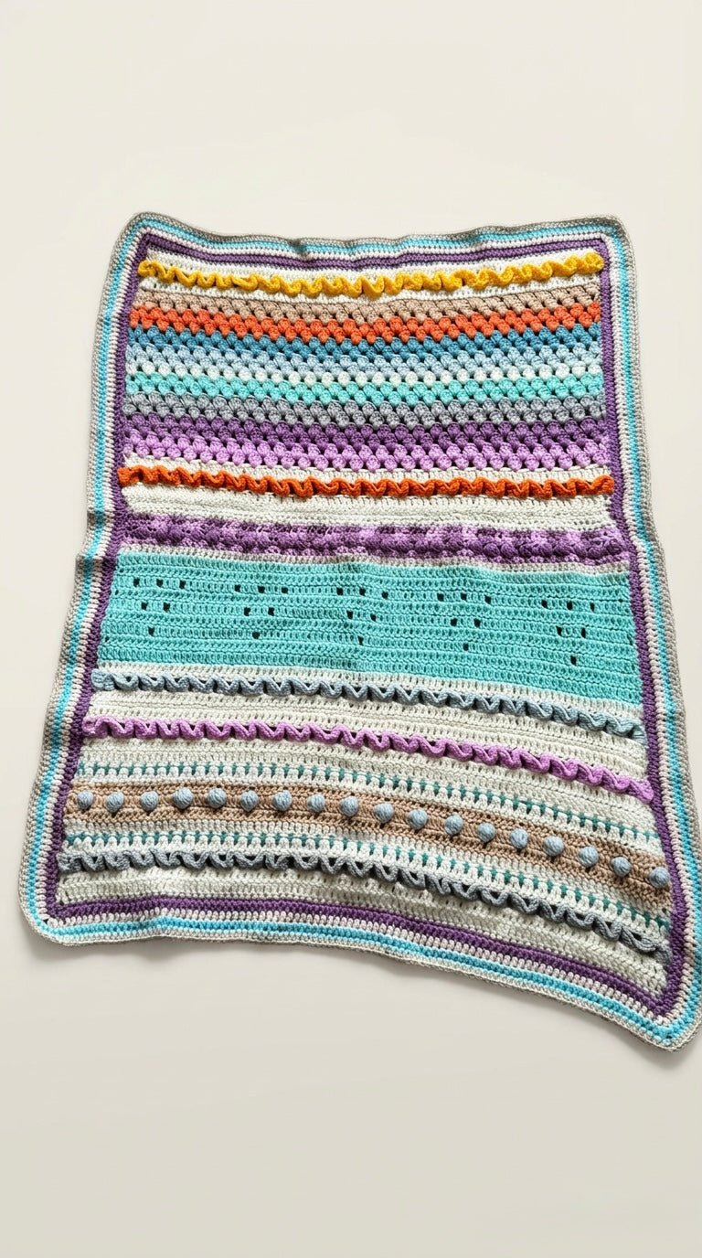 Hand Crocheted Textured Stripe Blanket