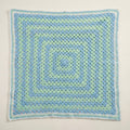 Hand Crocheted Pastel Blue & Green Square Blanket
