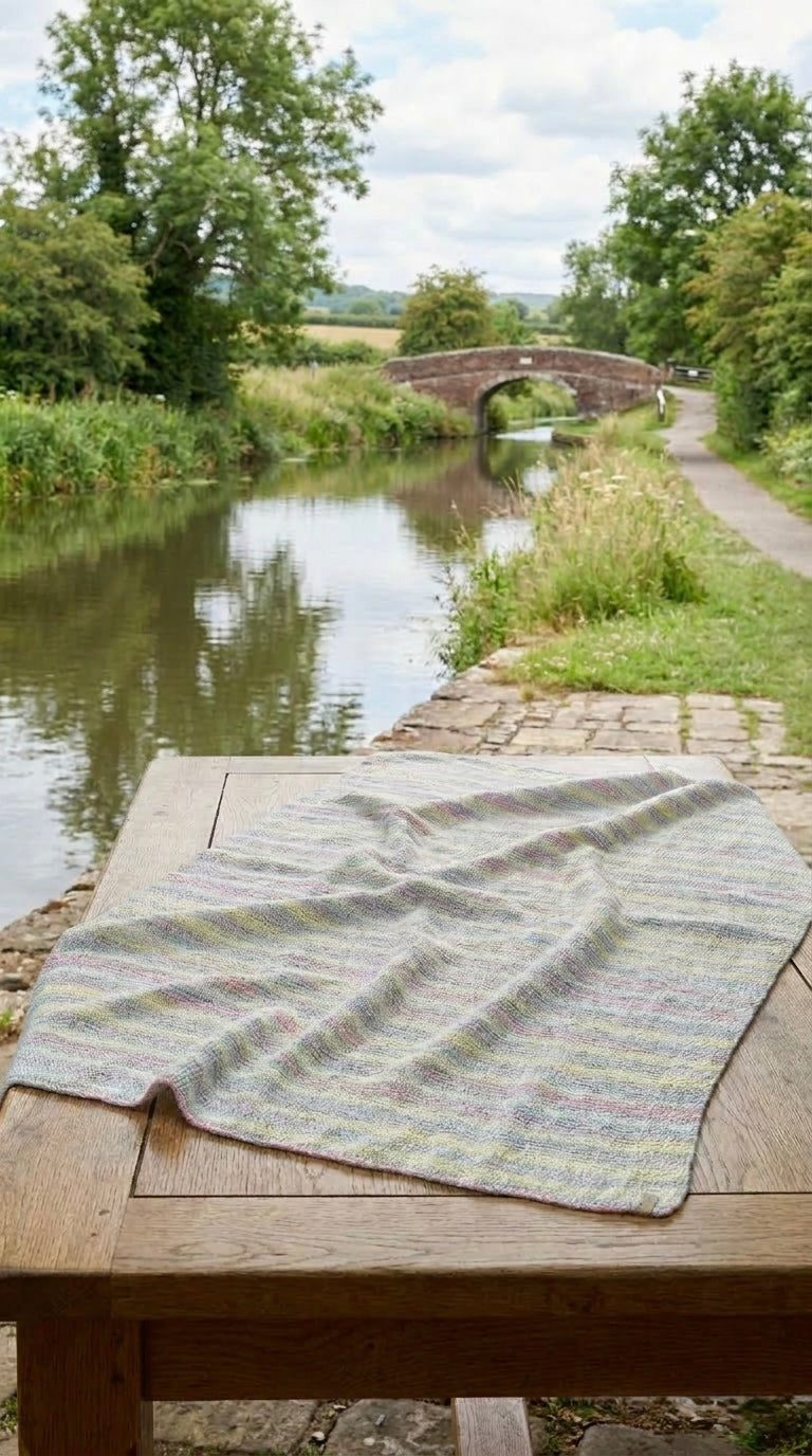 Hand Knitted Pastel Stripe Blanket