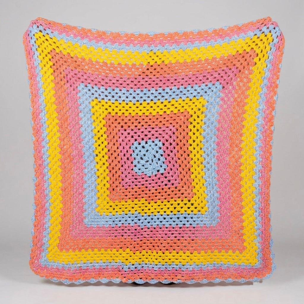 Hand Crocheted Rainbow Concentric Square Blanket