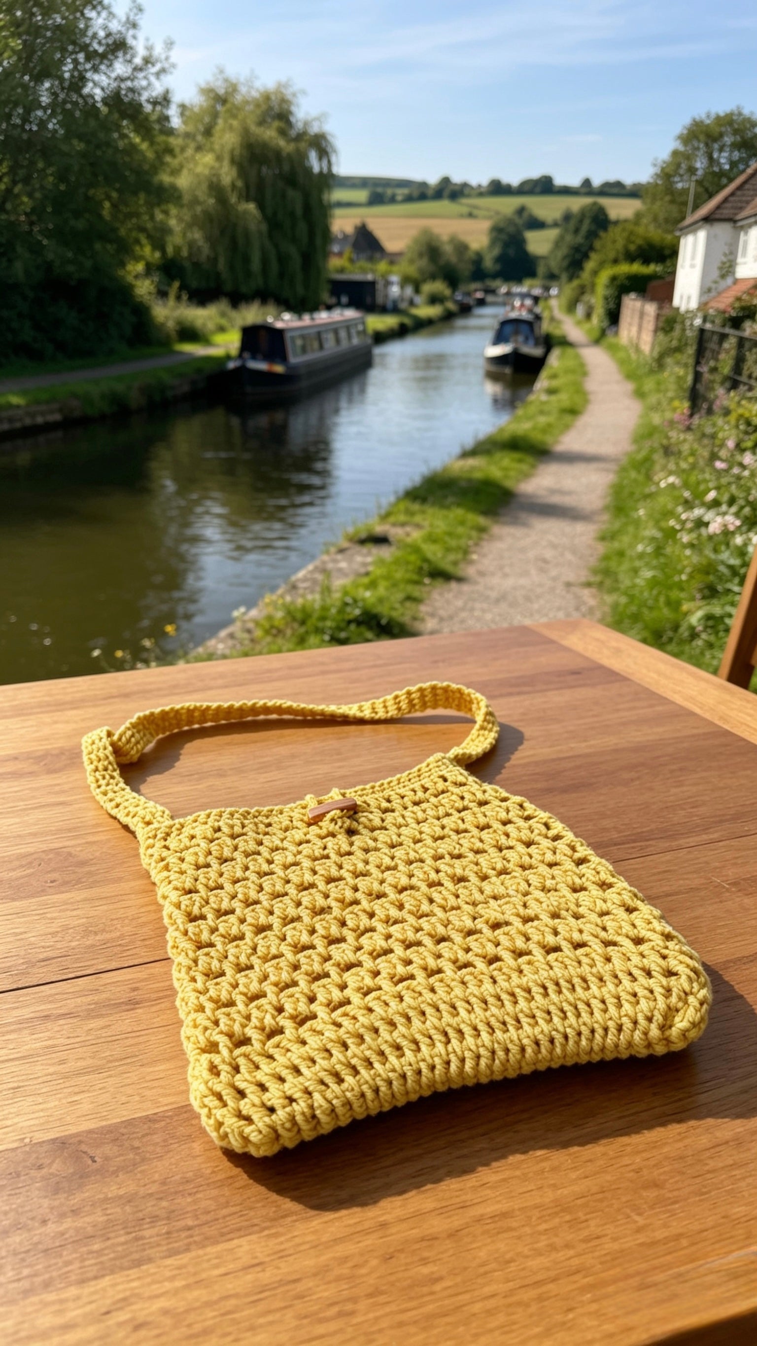 Mustard Yellow Crochet Crossbody Bag