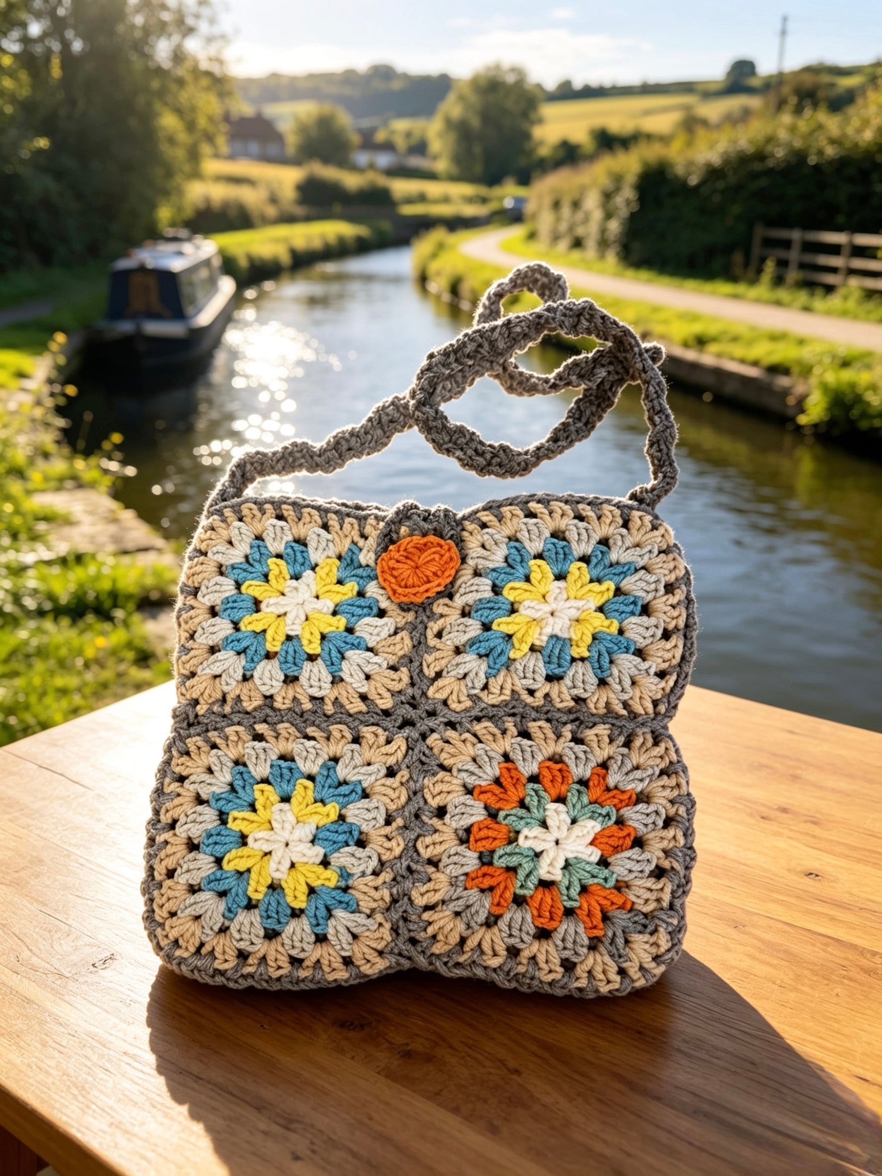 Handmade Granny Square Crochet Crossbody Bag