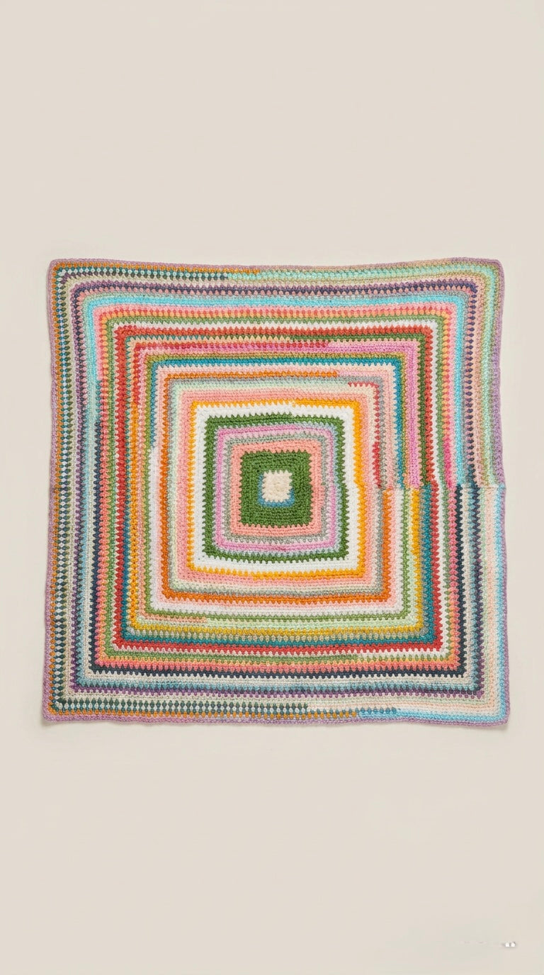 Hand Crocheted Rainbow Gradient Square Blanket
