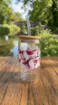 16oz Glass Tumbler - Floral Design