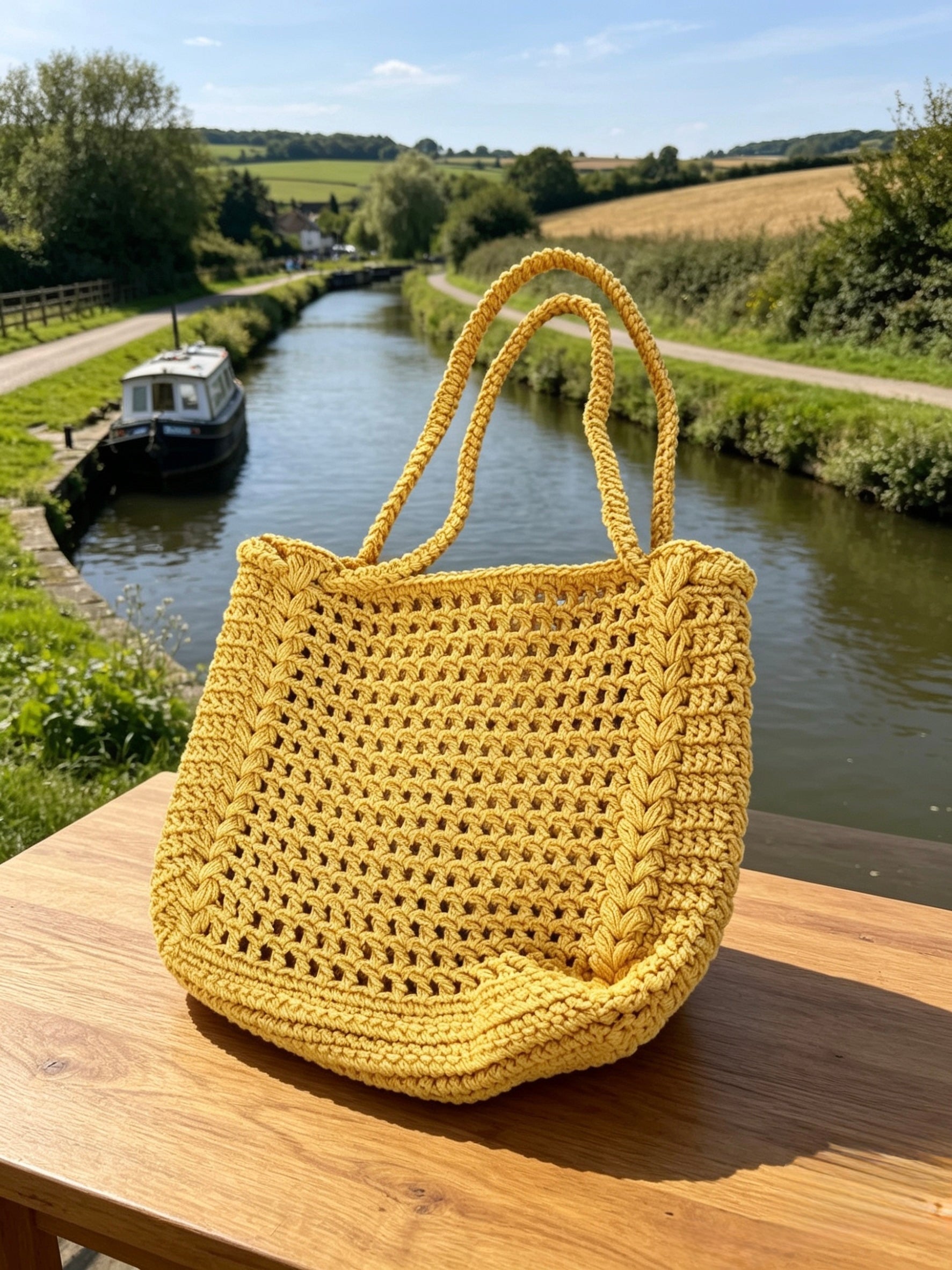 Handmade Mustard Yellow Crochet Tote Bag