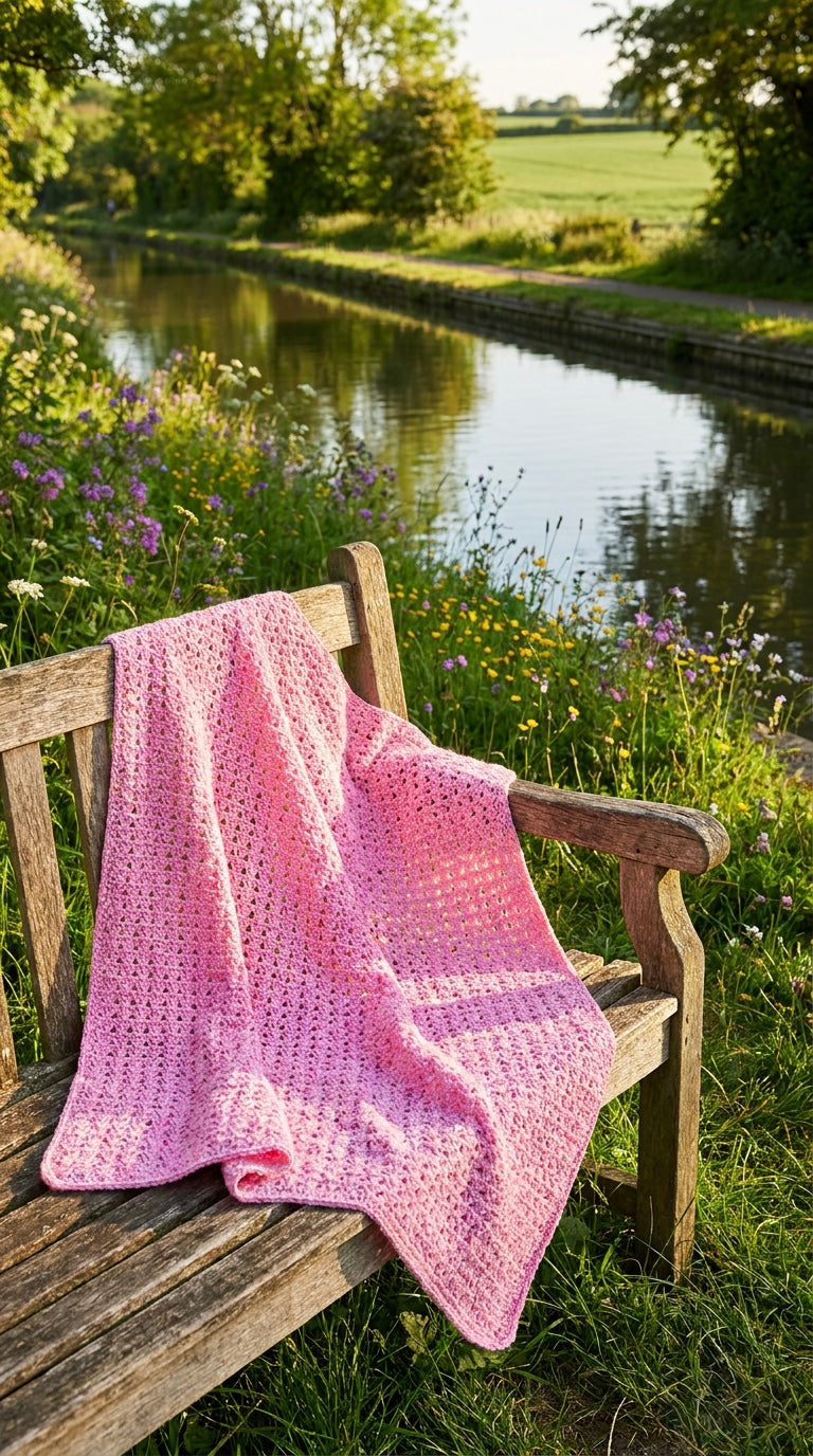Hand Crocheted Soft Pink Textured Blanket