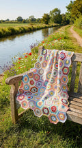 Hand Crocheted Hexagon Floral Blanket