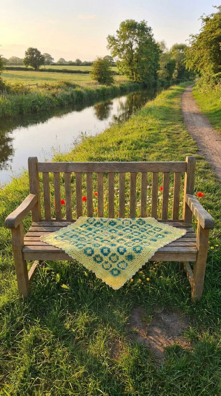Hand Crocheted Retro Checkerboard Blanket