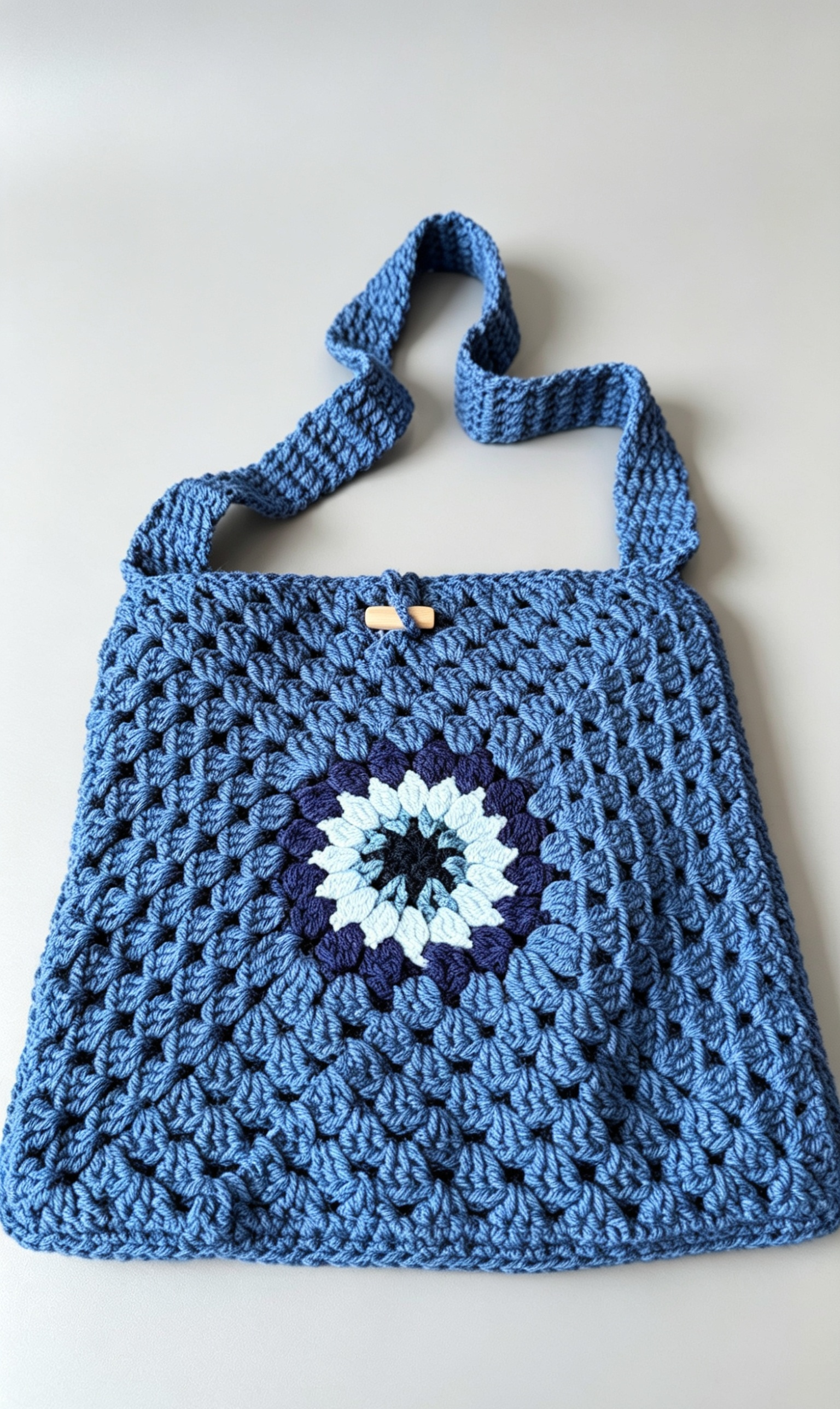 Handmade Blue Crochet Shoulder Bag