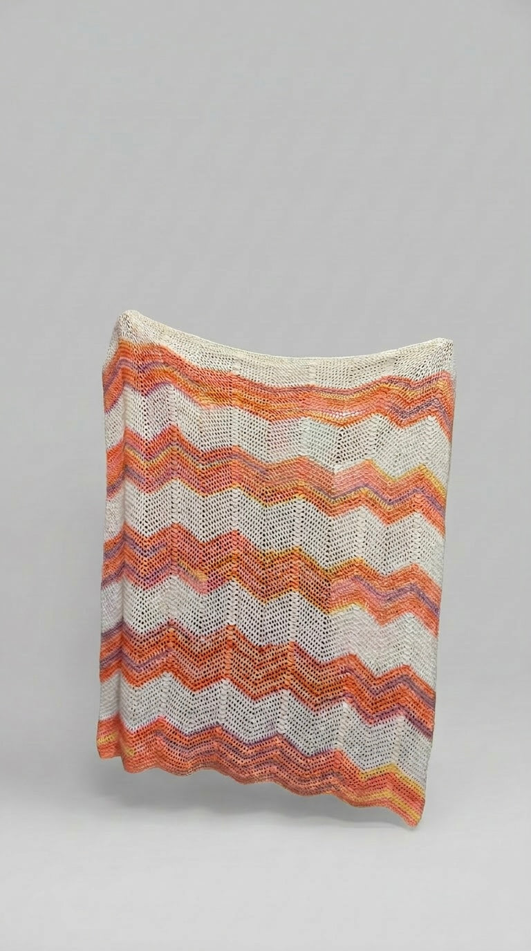 Hand Crocheted Sunset Chevron Blanket