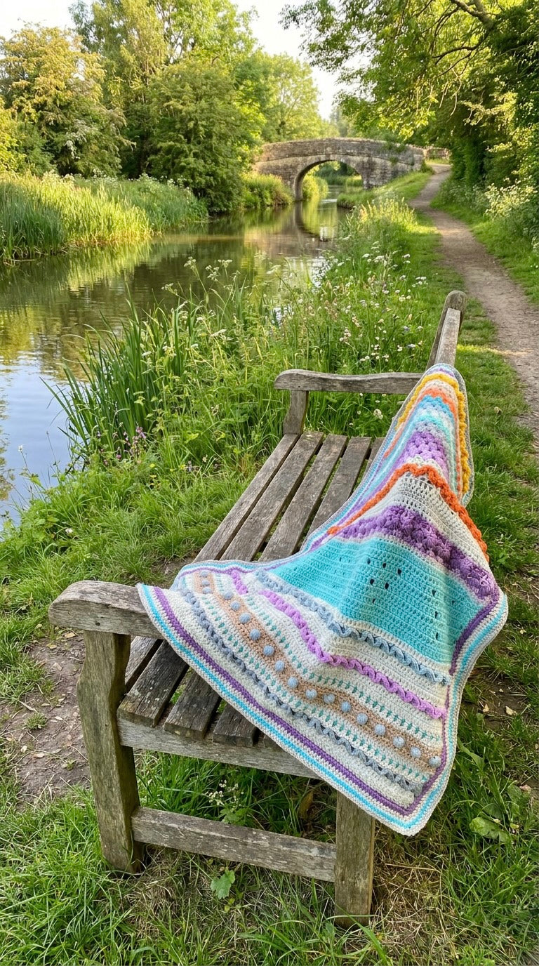 Hand Crocheted Textured Stripe Blanket