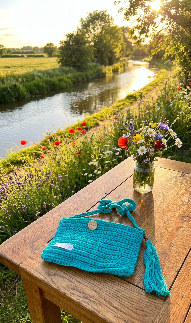 Turquoise Hand Crocheted Bag