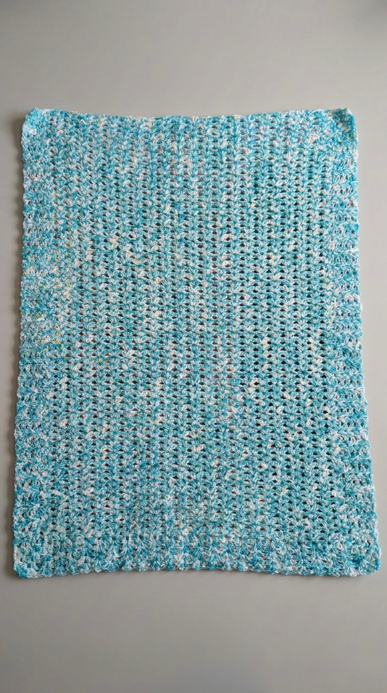 Hand Crocheted Turquoise Marled Blanket