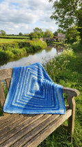 Hand Crocheted Blue Ombré Square Blanket