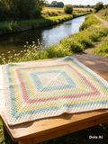 Pastel Rainbow Crochet Blanket – 3ft x 3ft