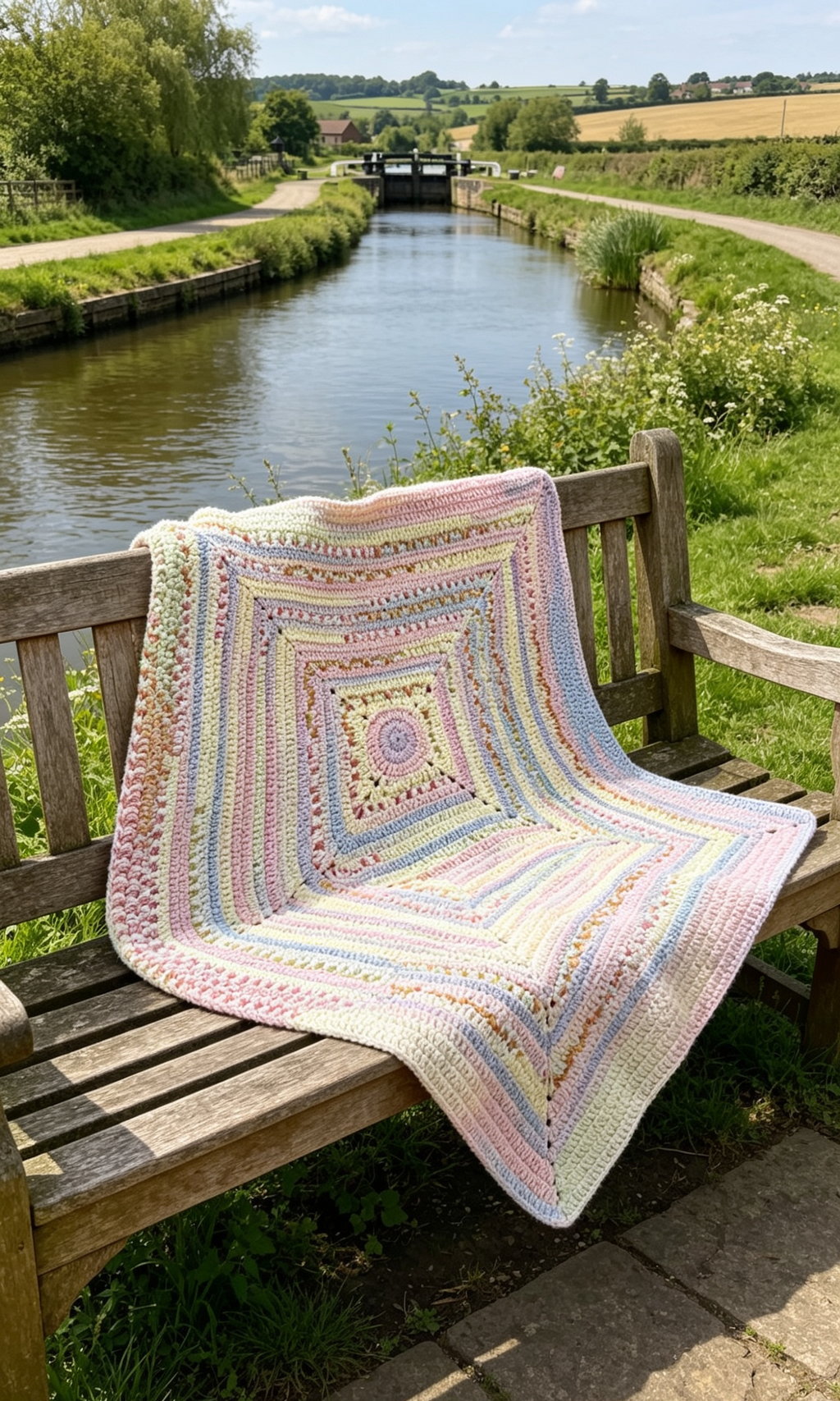 🌈 Pastel Rainbow Granny Square Blanket