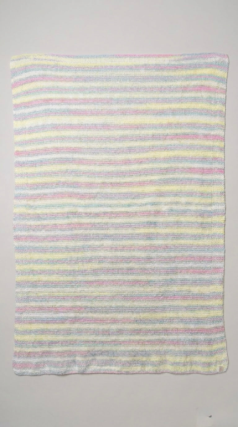 Hand Knitted Pastel Stripe Blanket
