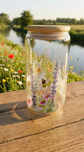 16oz Glass Tumbler - Bumblebees & Wildflowers