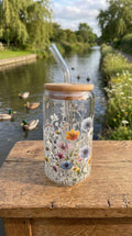16oz Glass Tumbler - English Wildflowers